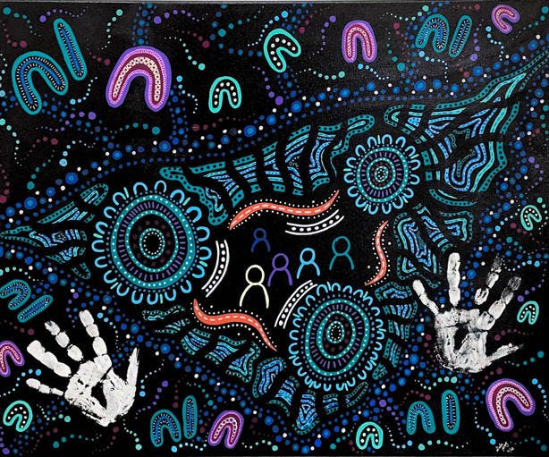 Artwork by Dale Pracy,  a proud Aboriginal woman from the Wiradjuri nation/people.